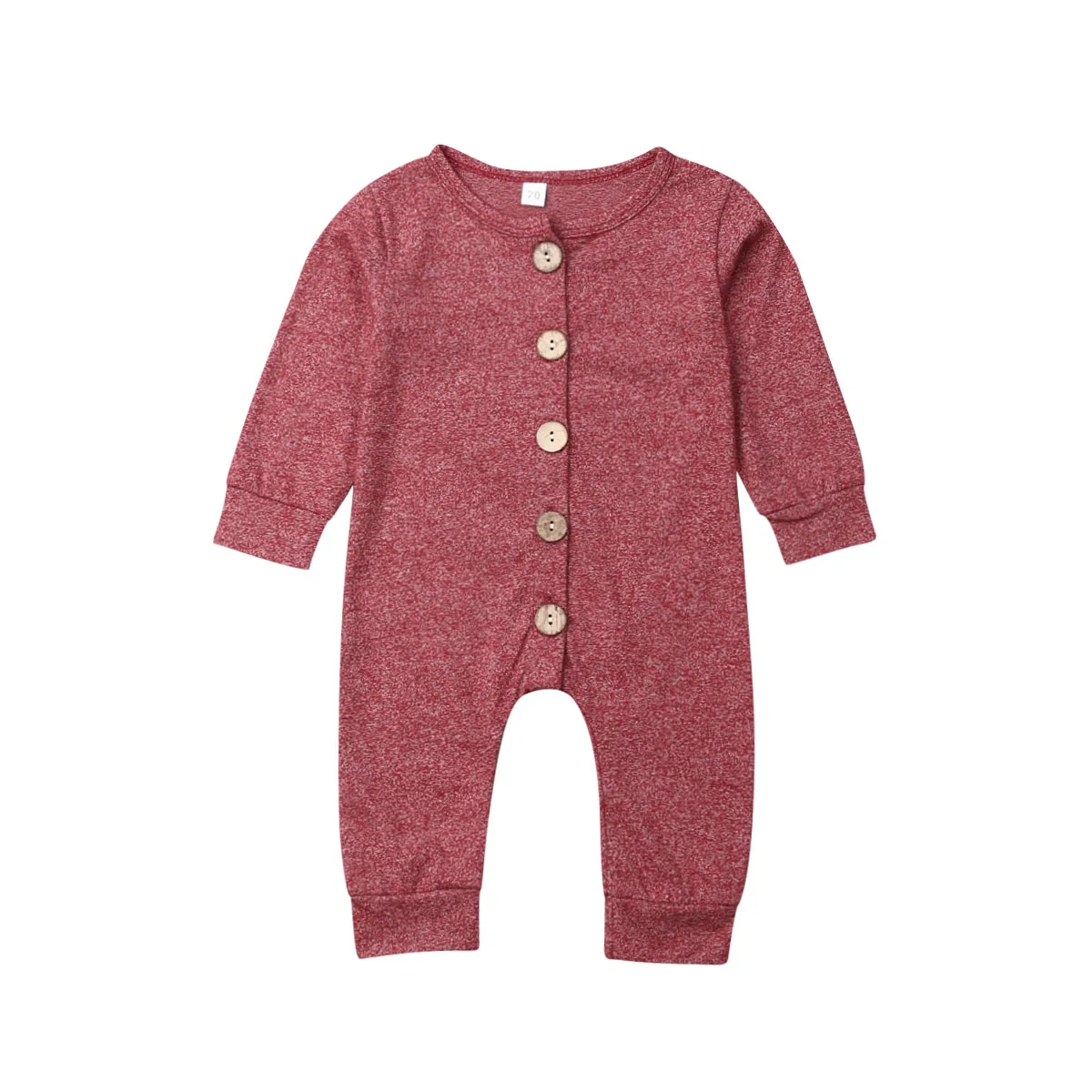 Красный Autumn/Winter Romper Kid Newborn Toddler Baby Boy Girl 5Color Button Cotton Long Sleeve Romper Jumpsuit Warm Clothes Outfit - Цвет: Красный