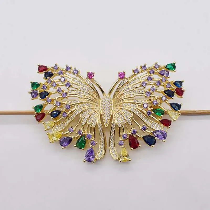 38X66MM Women's High Quality Classic butterfly with CZ jewelry accessories, brooch tassel dual purpose