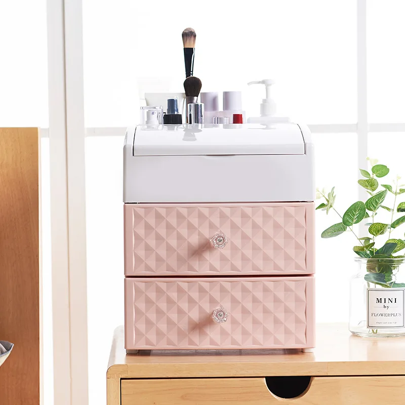 

Sanqing Flower Multilayer Removable Storage Box Large Capacity Desktop Organizing Storage Shelf Cosmetics Plastic Storage Cabine