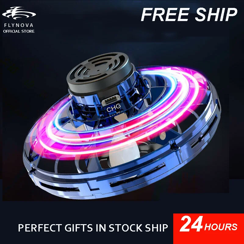 Kopen Officiële flynova Atletische game speelgoed antistress flying Gyro rotator drone vliegtuig led fidget vinger spinner Route Rotary kind gift