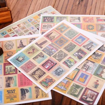 

30 packs/lot Vintage stamps stickers life Folding style DIY diary Stickers Multifunction sticker home Decoration label wholesale