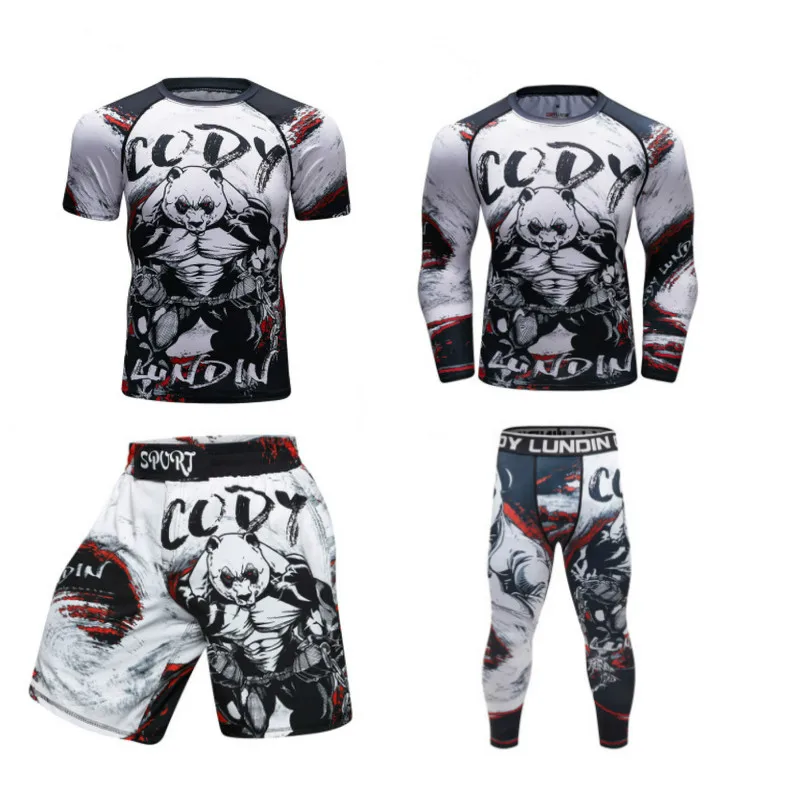 Футболка для кикбоксинга MMA колготки штаны мужские шорты ММА Рашгард трикотажные