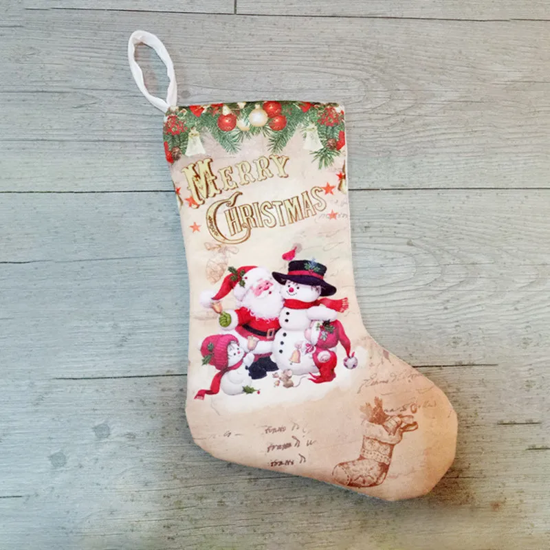 New Year Christmas Stocking Candy Dragee Small Boots Pendant Cloth Bags Christmas Decorations for Home Santa Sacks Presents