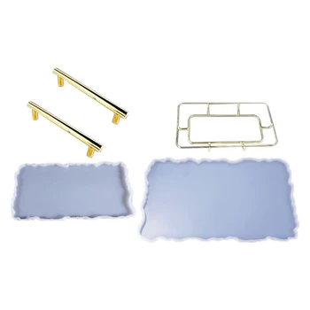 

Silicone Resin Tray Molds,Geode Agate Platter Molds with Handles,Epoxy Resin Casting Molds for Making Faux Agate Tray