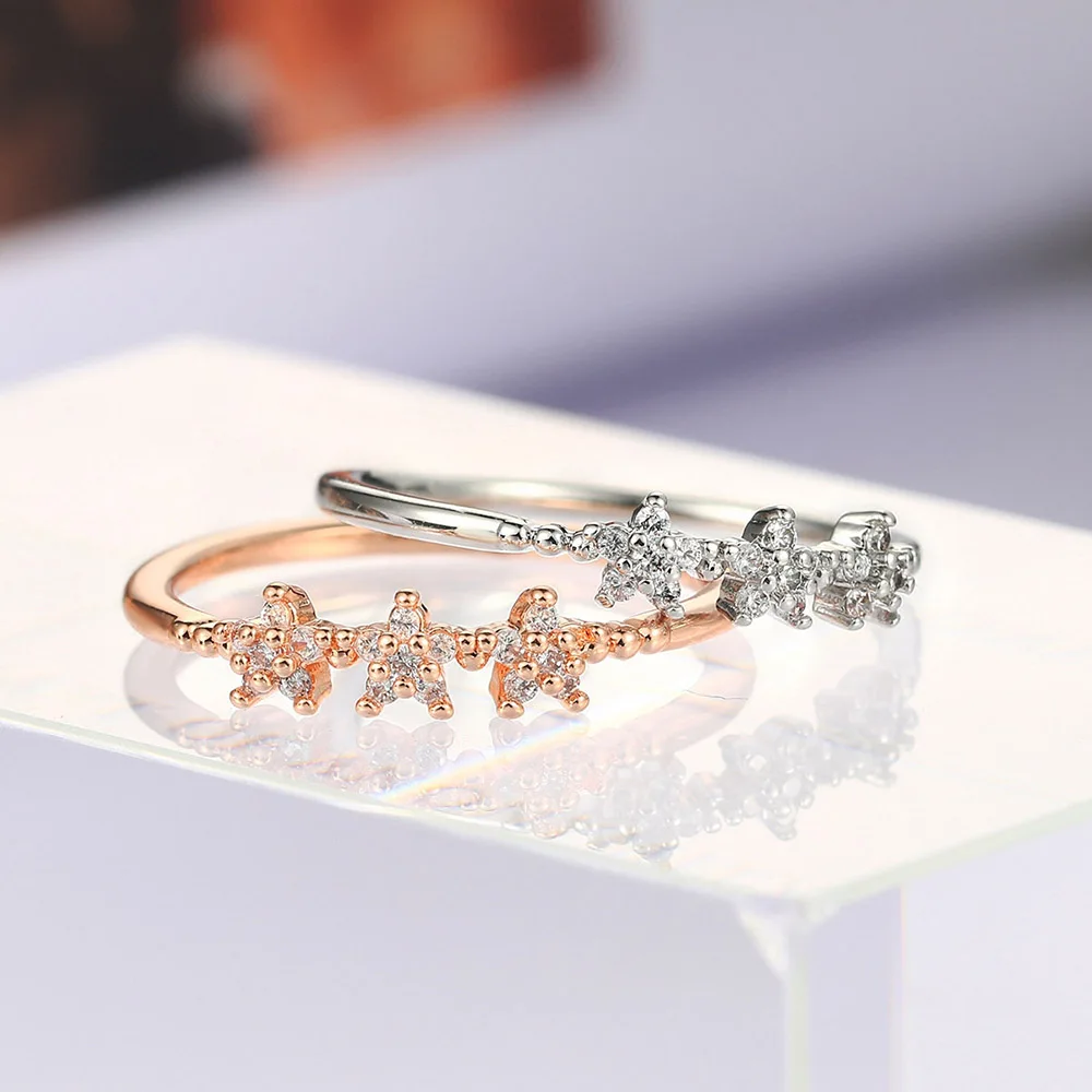 Korean Style Flower Rings For Women Sweet Girls New Trend Open Ring Jewelry  | eBay