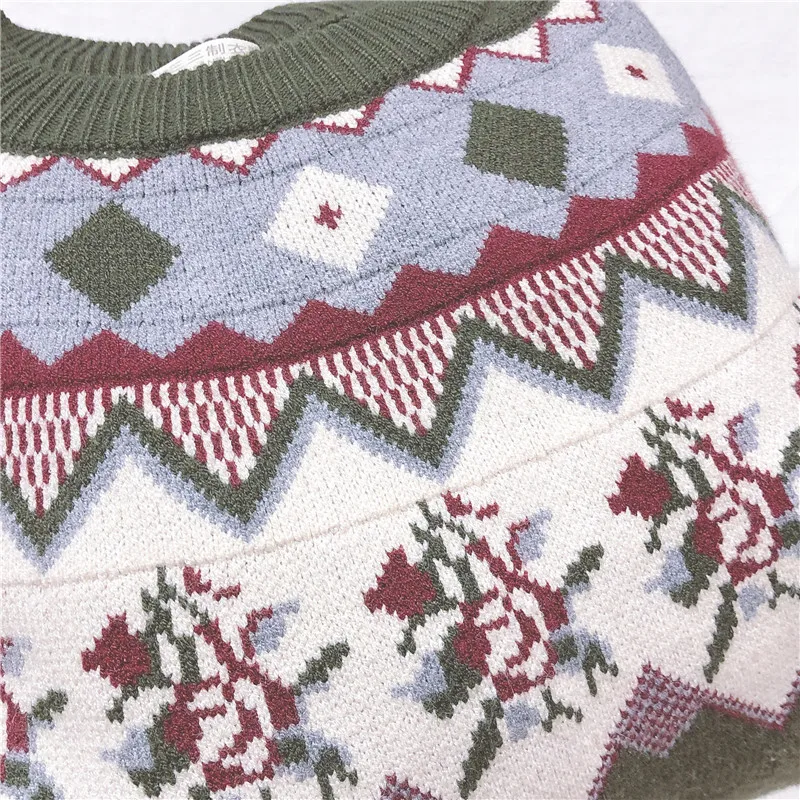 Harajuku сладкий свитер Лолита девушки топы снег колесо обозрения трикотажные женские свободные повседневные осень и зима Kawaii с длинным рукавом Трикотаж