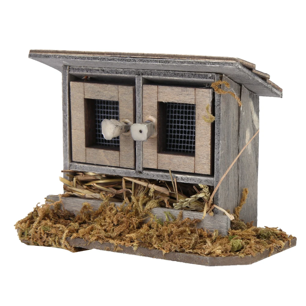 1/12 Miniatures Dollhouse Wooden Simulation Chicken Coop Decoration Mini Chicken Coop for Dollhouse Decoration Accessories