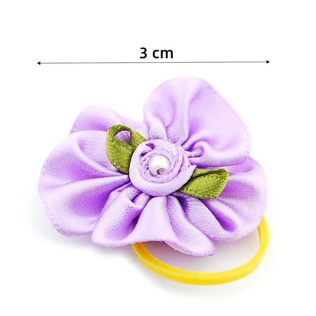 (24 pieces/lot) Pet Puppy Small Dog Hair Flower Bows Pet Hair Accessories Dog Bowknot Elastic Band Decoration Poodle 3