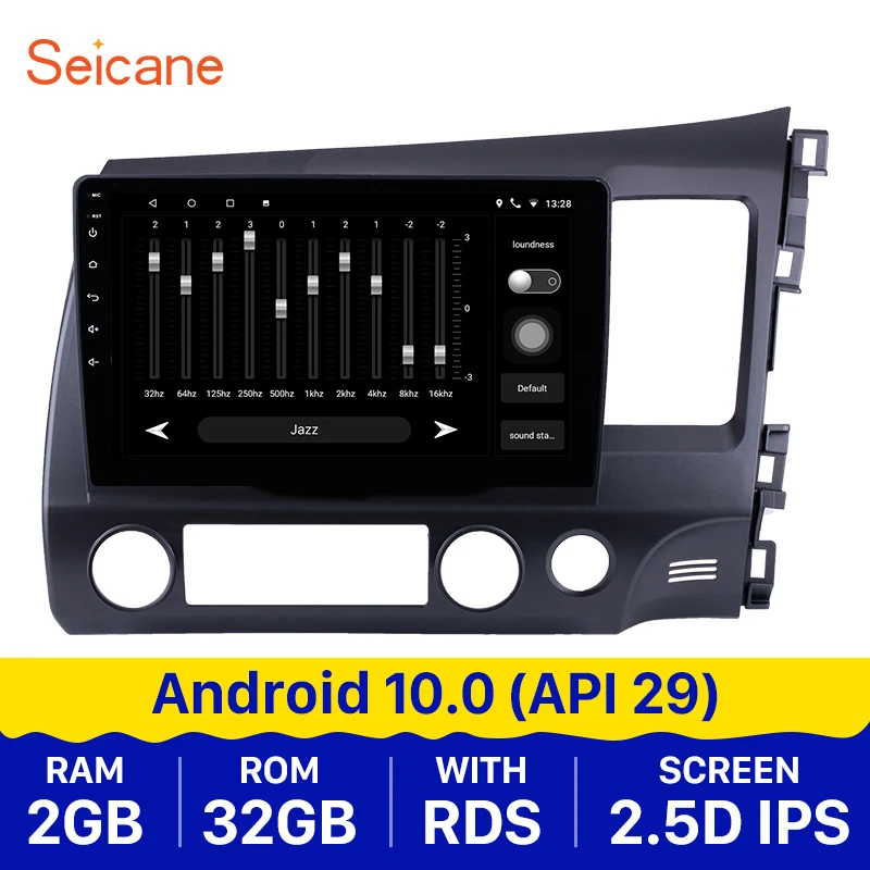 Автомобильный мультимедийный плеер Seicane 10 1 дюйма RadioGPS Navi Android 0 для 2006-2011 HONDA CIVIC