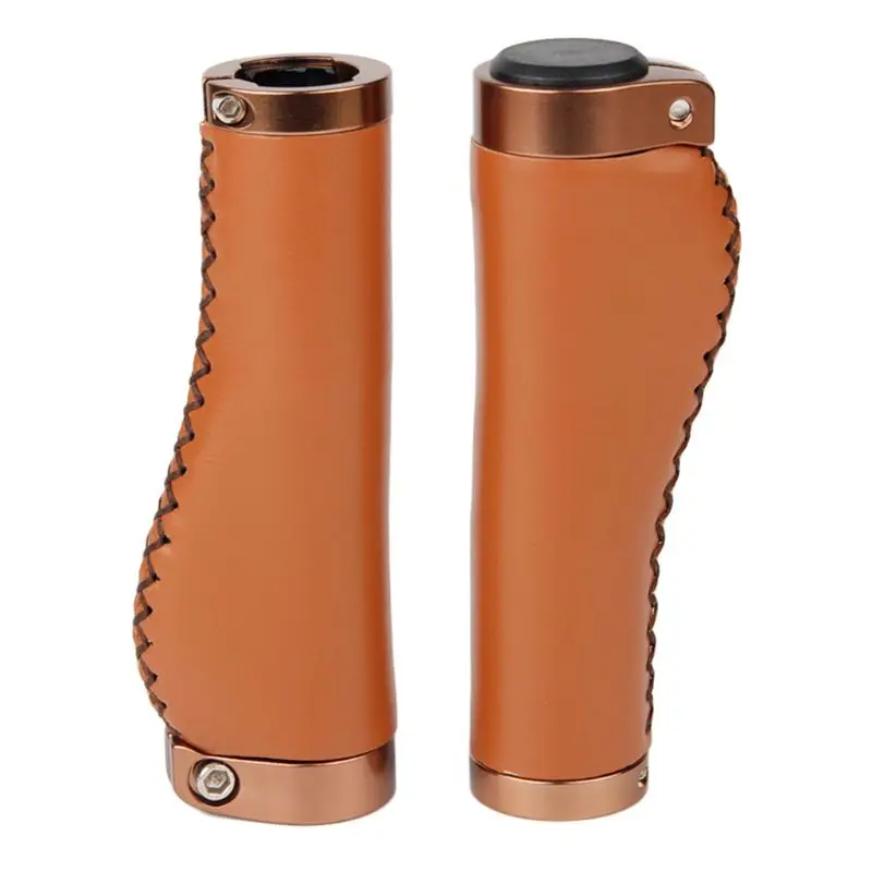 Handle Grips Bike Retro PU Leather Lockable Grips Bicycle Cycling Steering Wheel Anti-skid Handlebar Cover