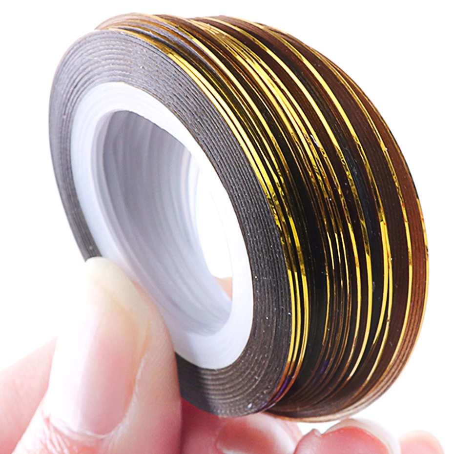 0.5mm Gold Silver Striping Tape Line Stickers For Nails Curve Shining Laser Stripe Line Nail Art Decoration Gel Acrylic CH1009-1