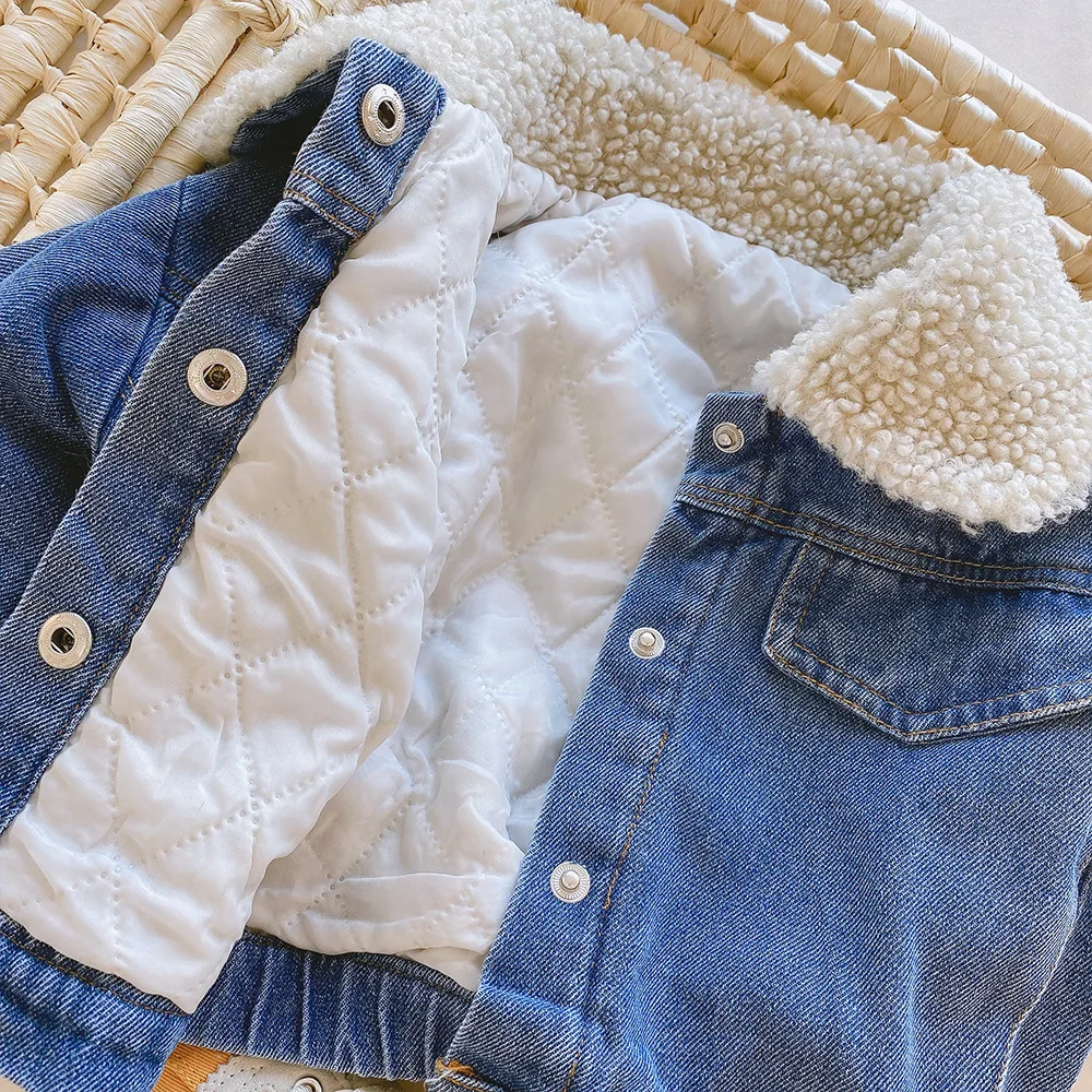 New Spring Winter Kids Denim Jacket Baby Boys Girls Warm Coat Fashion Children Outerwear Toddler Baby Clothes