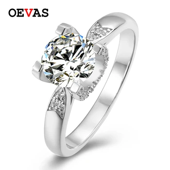 

OEVAS Real 1 Carat D Color Moissanite Engagement Rings 18K White Gold Color 100% 925 Sterling Silver Wedding Party Fine Jewelry