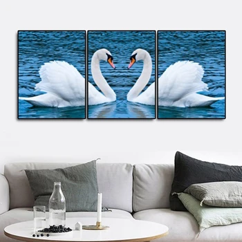 

Modern Love Art Wall Canvas Painting Landscape Poster Swans Lake Pictures for Living Room Bedroom Decor No Frame