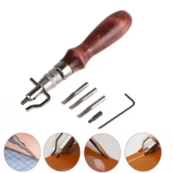 

7 In 1 Stitching Edge Groover DIY Leather Grooving Tool Sets Leather Craft Punch Tools Adjustable Hand Tools Sets