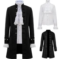 Costume de Cosplay pour hommes, ensemble Trench Coat et chemise Steampunk, Vintage Prince pardessus, veste de Renaissance médiéval, Costume Edwardian victorien 