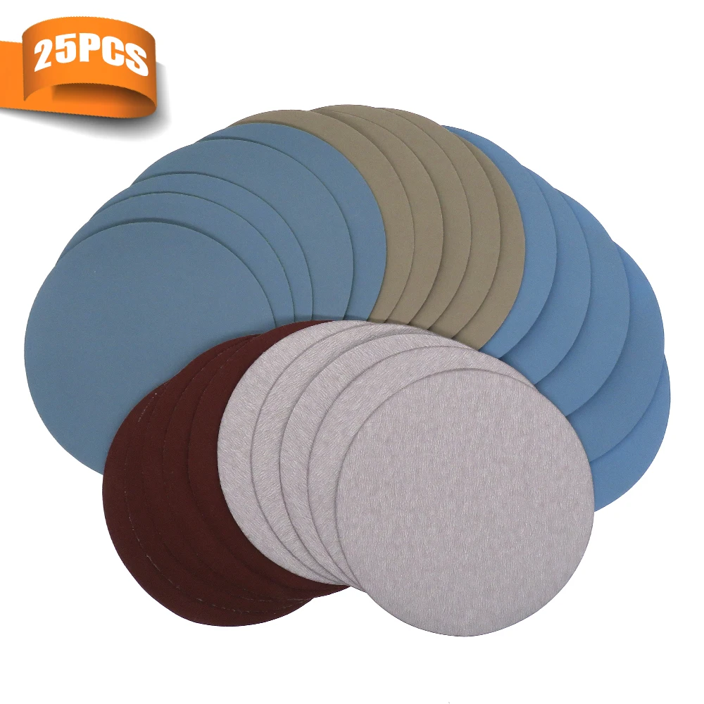 25PCS 125mm /5'' Inch Sanding Discs Hook Loop SandpaperGrit 1000 /2000 /3000/ 4000/ 5000 Round Sandpaper Disk Sand Sheet |