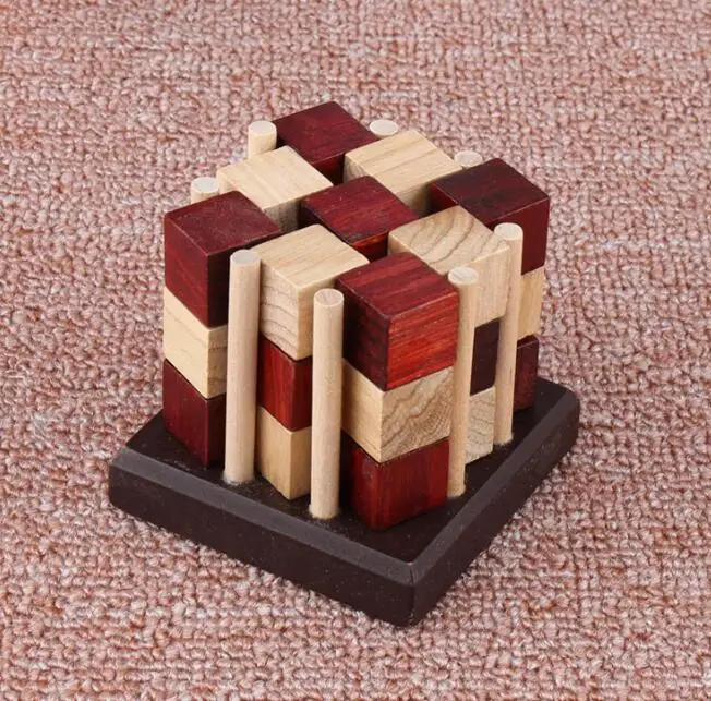 Desk Novelty 3D IQ Wooden Brain Teaser Puzzles Board Game for Adults