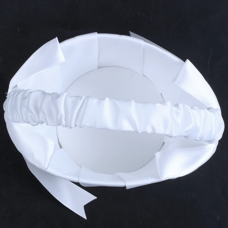 Белый атласный вышитый бисером свадебный цветок Девушка Корзина бант Декор