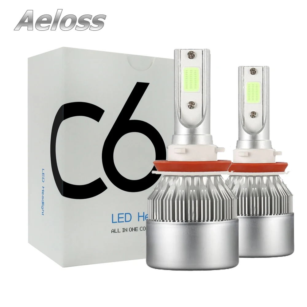 C6 COB светодиодный 2 шт. H7 H11 H4 Hi/Lo H1 H3 H8 H9 HB3 HB4 HIR2 9012 H27 лампы для автомобильных фар 3000K