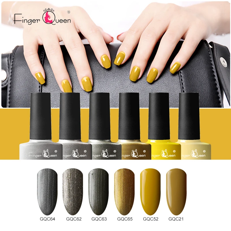 Гель-лак для ногтей серии Fingerqueen Light, Полупостоянный УФ-эмаль, гибридный гвоздь, дизайн для дизайна ногтей, желтый маникюр