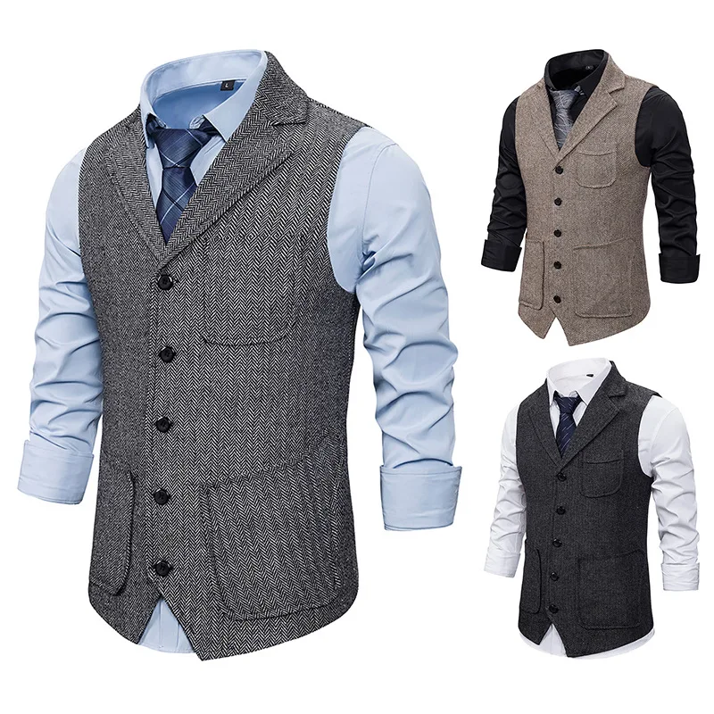 Chalecos de vestido nuevo para hombre, chaleco para traje para hombre, chaleco informal sin mangas, chaqueta Formal de negocios, 2021