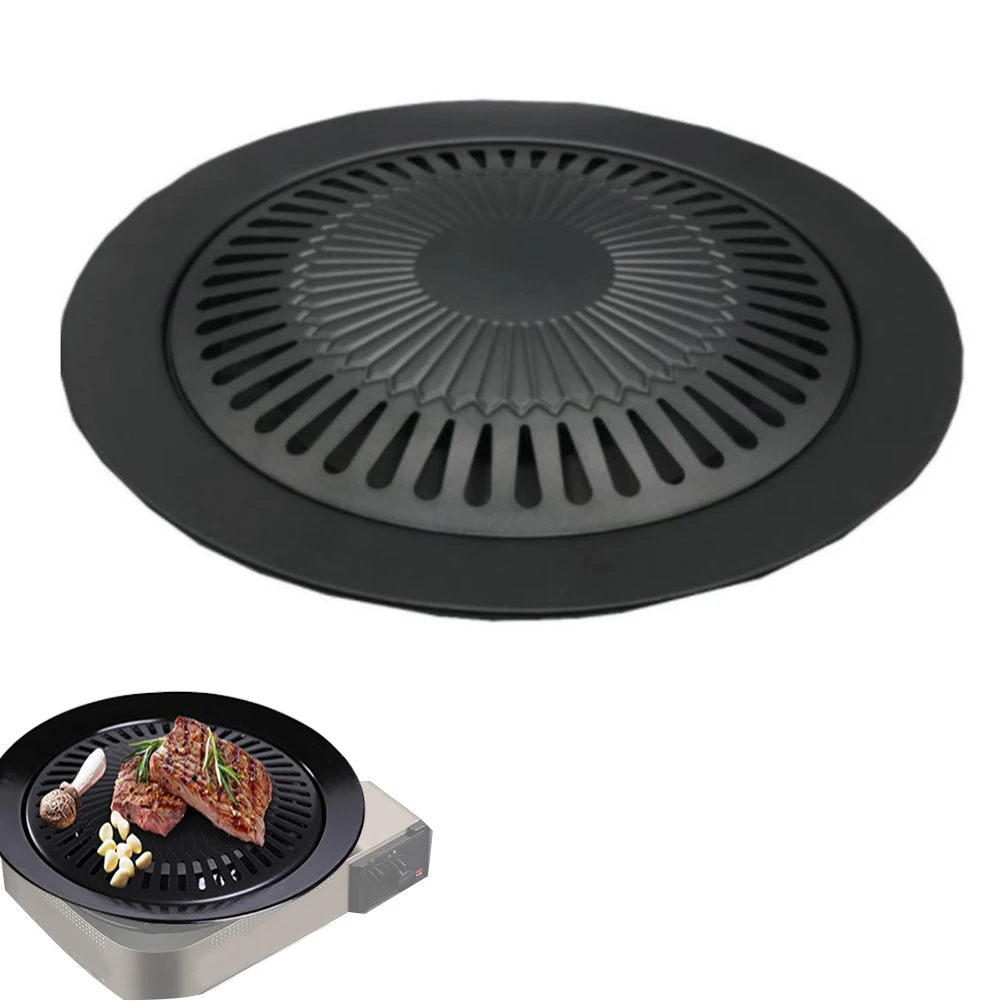 

Roasted Chicken Cookware Barbecue Plate Pans Tray Holder Round Nonstick Iron BBQ Pan Home Kitchen Outdoor Camping Cooking Tools