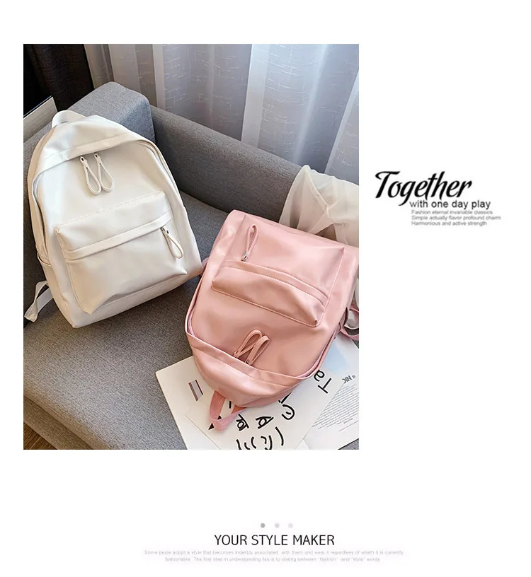 Soft Rucksack PU Leather Backpack for School Girls 2019 Women Backpack Preppy Style Back Bag Big Capacity Pink College Backpacks (2)