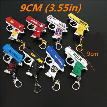 

2PCS Movie Captain America Iron Man Batman Spiderman Logo Keychain Toy Anime One Piece Key Chains Toy For Fan Souvenirs Gift 9CM