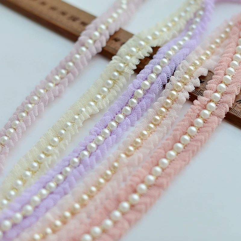 Beads Mesh Lace Trim 3yards/lot 2cm wide Princess Skirt Dress Bedding Room Decorative