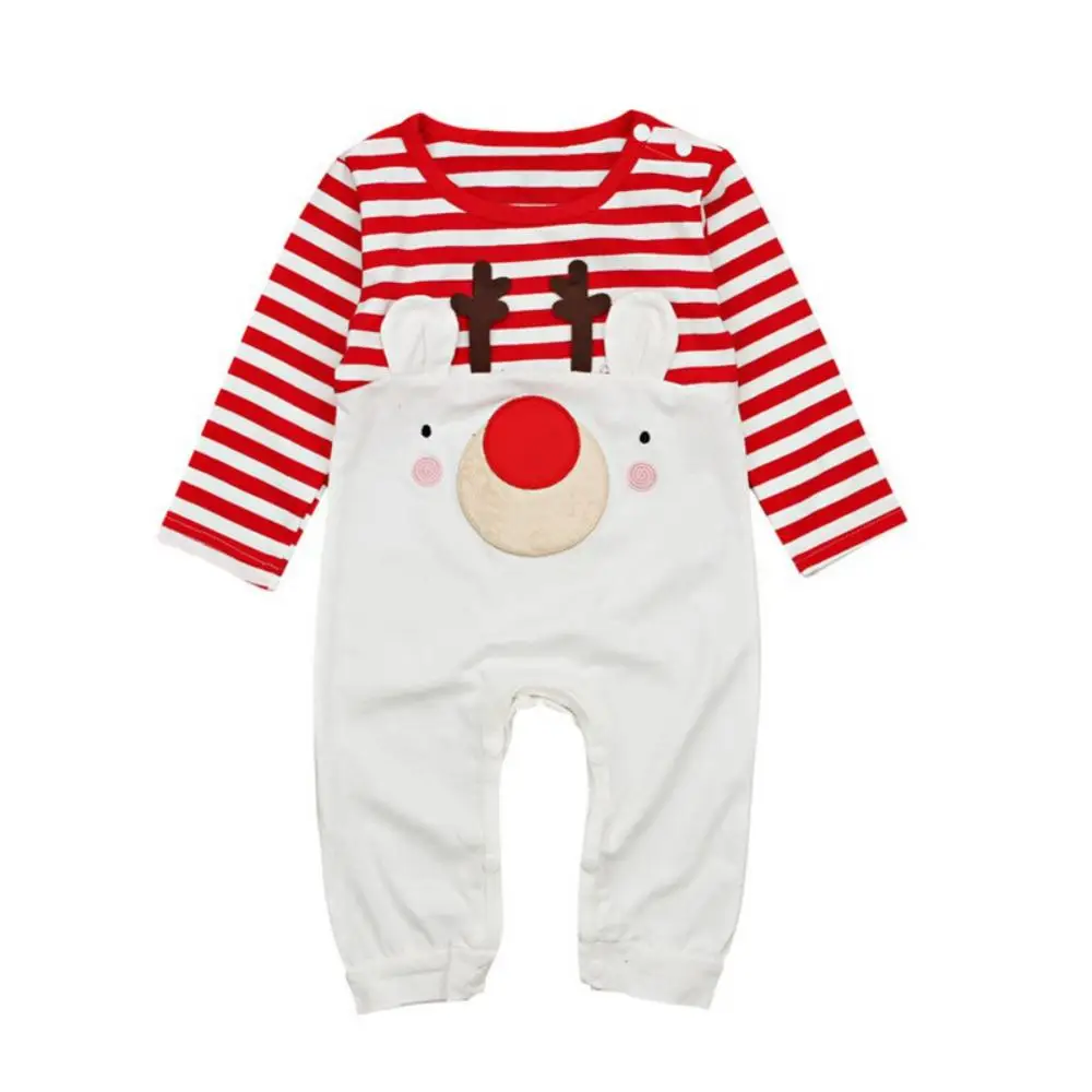 Рождественская одежда для маленьких мальчиков и девочек; комбинезоны для новорожденных; пижамы в полоску с длинными рукавами; одежда для сна; комбинезон; хлопковая одежда - Цвет: XZ0600