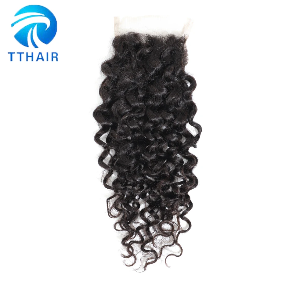 

Water Wave Closure 4x4 Lace Closure Remy Brazilian Human Hair Closure TTHAIR Pre Plucked With Baby Hair Swiss Lace Closure