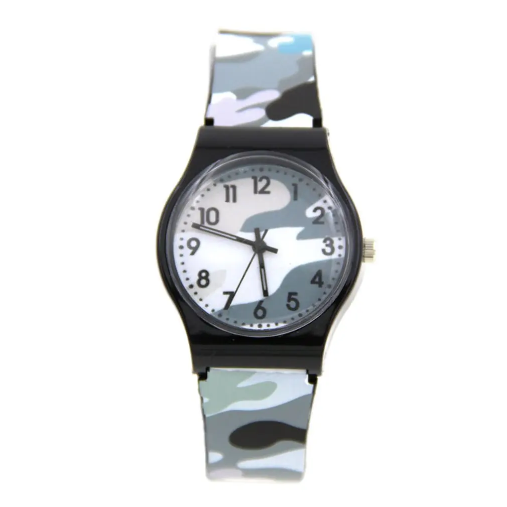 Дети девушки пластиковые наручные часы Аналоговые Кварцевые спортивные часы камуфляж мультфильм часы браслет из ПВХ Clorful браслет для мальчиков подарки