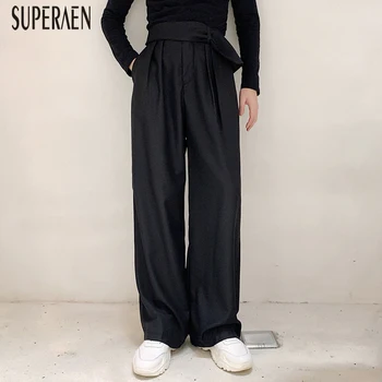 

SuperAen Spring and Autumn New Long Pants Women 2020 Solid Color Casual Wild Ladies Wide Leg Pants High Waist Fashion Pants