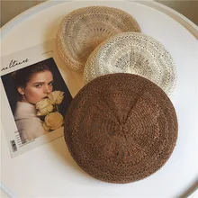 Берет женский летний японский стиль Сетка Красный Ретро Универсальный Дышащий пористый соломенный береты тонкий nan gua mao живописец шапка