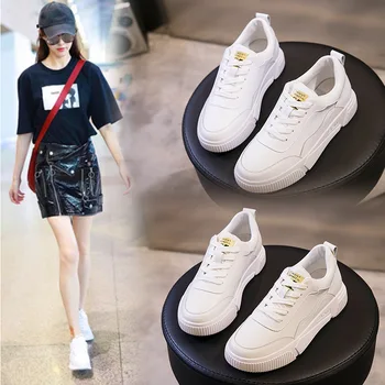 

Spring Autumn Sneakers Leather Single Shoes 2020 new small white shoes Women's students sports board shoes western white shoes