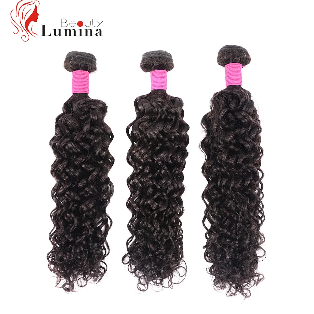 

Beauty Lumina Indian Water Wave 3Bundles Raw Indian Remy Human Hair Water Wave Bundles Indian Hair Extensions Natural Black Dyed