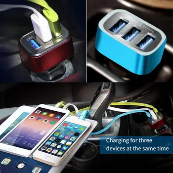

HSC HSC-300 3.1A Three USB Ports Quick Charging Car Charger Intelligent Cooling Charger for Smart Phones Tablet