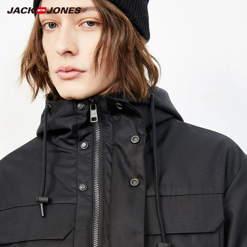 JackJones Мужская парка с капюшоном пальто Длинная стеганая куртка Тренч пальто мужская одежда 218409507