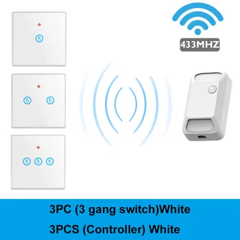 

smart home Wireless touch remote control Switch Light 433MHZ RF Remote Control Relay Glass Screen 1 2 3 gang Wall Panel button