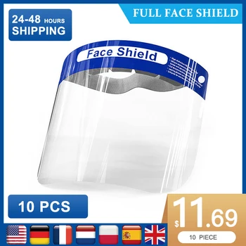 

10 Pcs Full Protection Mask Anti-droplets Face Shield Transparent Face Eyes Protector Safety Shield Dust-proof Protective Cover