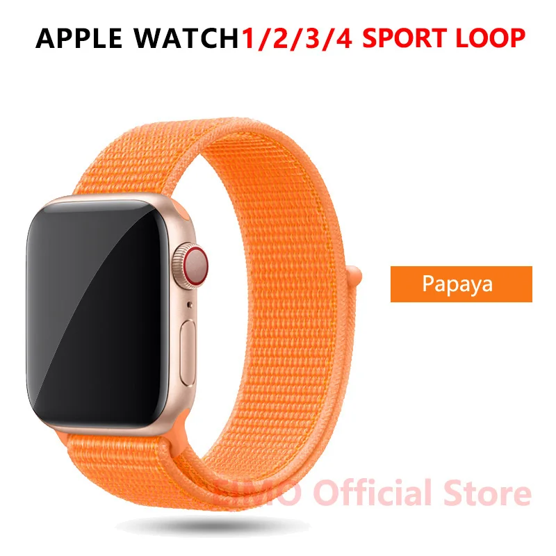 New Papaya Ремешок для apple watch 44 мм 40 мм apple watch 5 4 iwatch band 5 4 42 мм 38 мм спортивный нейлоновый браслет аксессуары для часов - Цвет ремешка: New Papaya