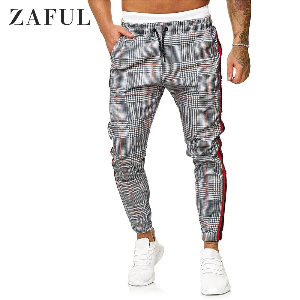 \ &quotZAFUL светильник серого цвета с рисунком гусиные лапки в полоску штаны для бега