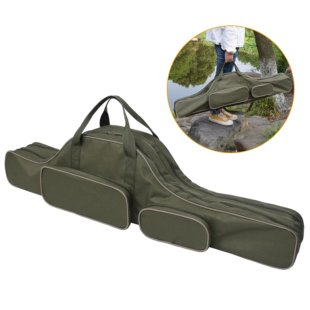 Carp Fishing Rod Bag Two Layer Spinning Reel Pole Gear Bag Lure Carry Case Carp Fishing Storage Bag Fishing Tackle Accessories