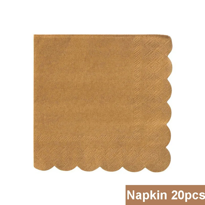 Napkin 20pcs Одноразовые из крафт-бумаги набор бумажной посуды золотого цвета с рисунком пальмового листа тарелка бумажная чашка полотенце соломенные вечерние свадебные столовые приборы на день рождения - Цвет: Napkin 20pcs