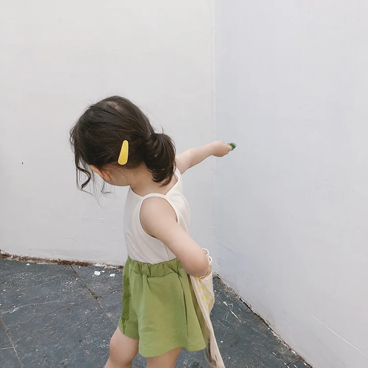 Summer Cute Girls Cotton Sleeveless Slipping Tops Kids All-match Casual T Shirts Clothes