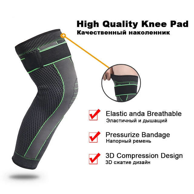 1 PCS Compression Knee Pads Support Sleeve Protector Elastic Kneepad Brace Spring Support  Volleyball Running  Silicone 2