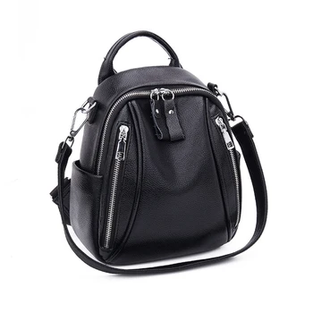 

ABDB-Woman Mini Bag Leather Backpack Anti Theft Black Small Leather Shoulder Bag Female Travel Backpack Girl Backbag
