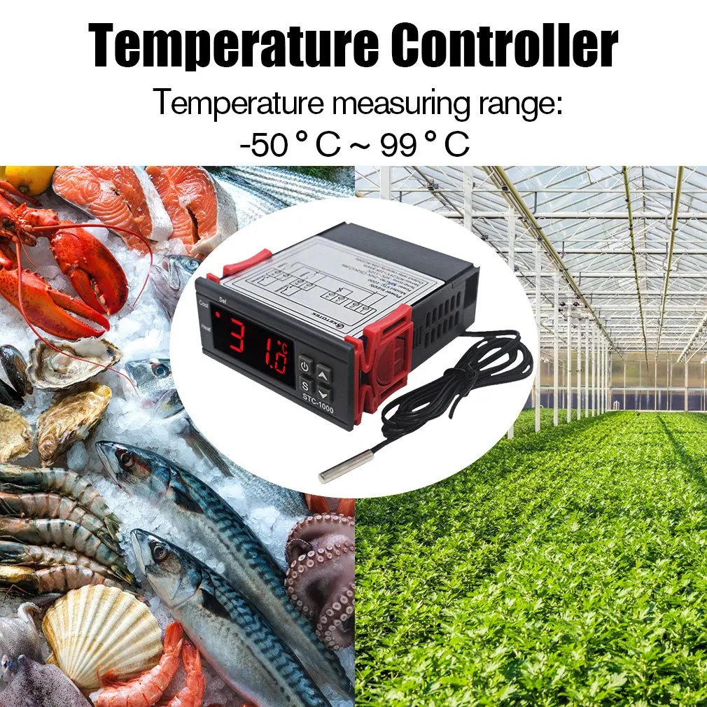 12V STC-1000 цифровой термостат контроллер температуры для инкубатора два реле Выход светодиодный 110 В 220 В, 12 В, 24 В постоянного тока, 10A тепла круто