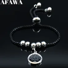 Мода Дерево жизни браслет из нержавеющей стали цепочка для женщин черные цветные браслеты ювелирные изделия arbol de la vida B18498